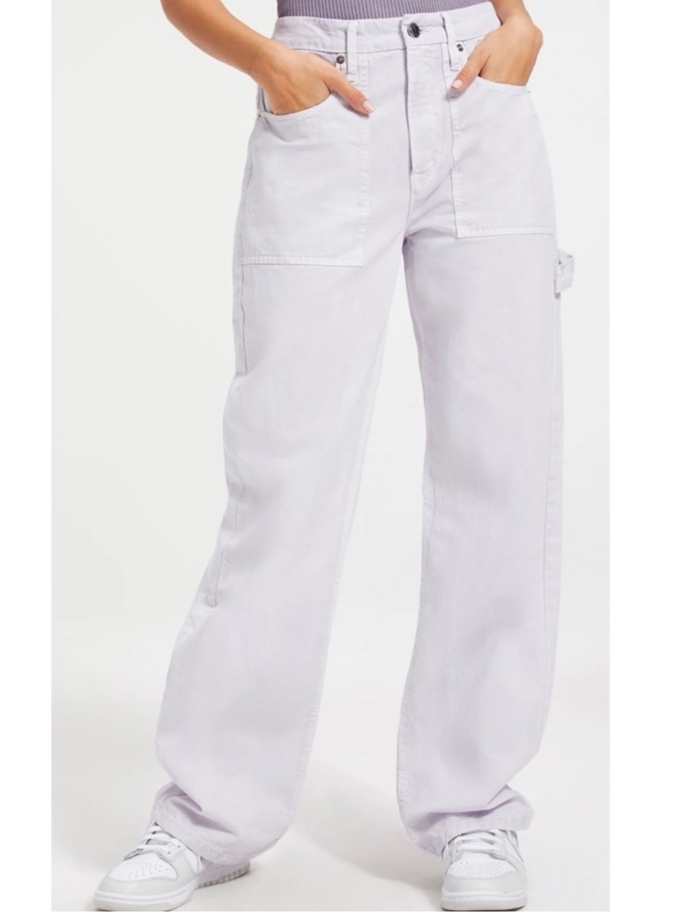 NWT! Good American Women’s 16 Good 90s Carpenter Pants Lilac Lavender